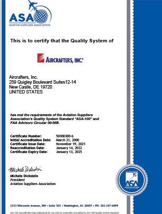 Aviation Suppliers Association Quality Assurance Program ASA-100 Certified